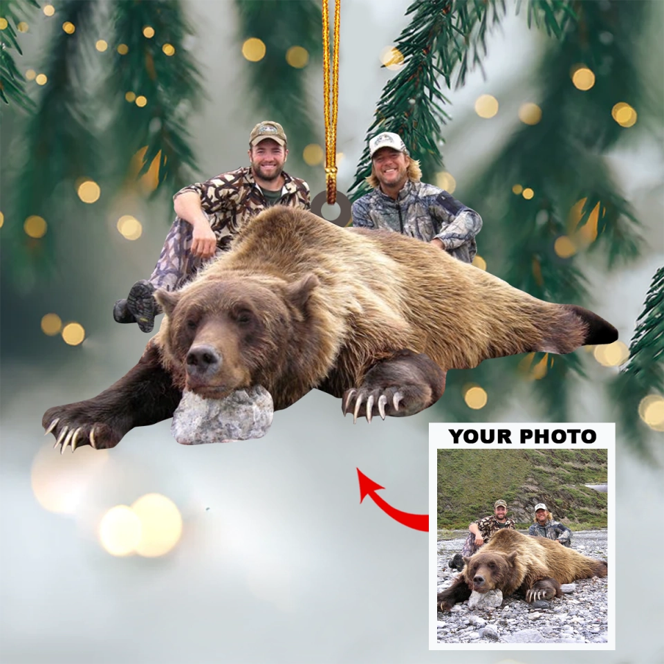 Custom Photo Bear Hunting Ornament Gift For Hunting Lovers - Gift For Hunter - Personalized Photo Ornament