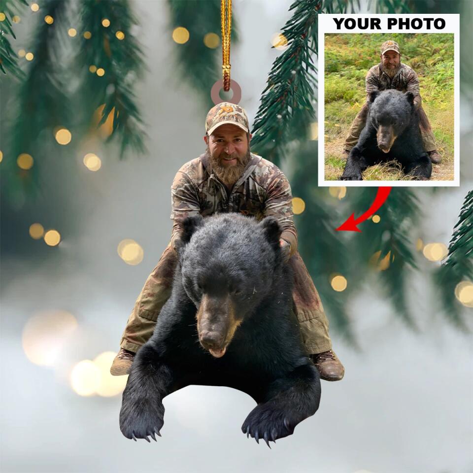 Custom Photo Bear Hunting Ornament Gift For Hunting Lovers - Gift For Hunter - Personalized Photo Ornament
