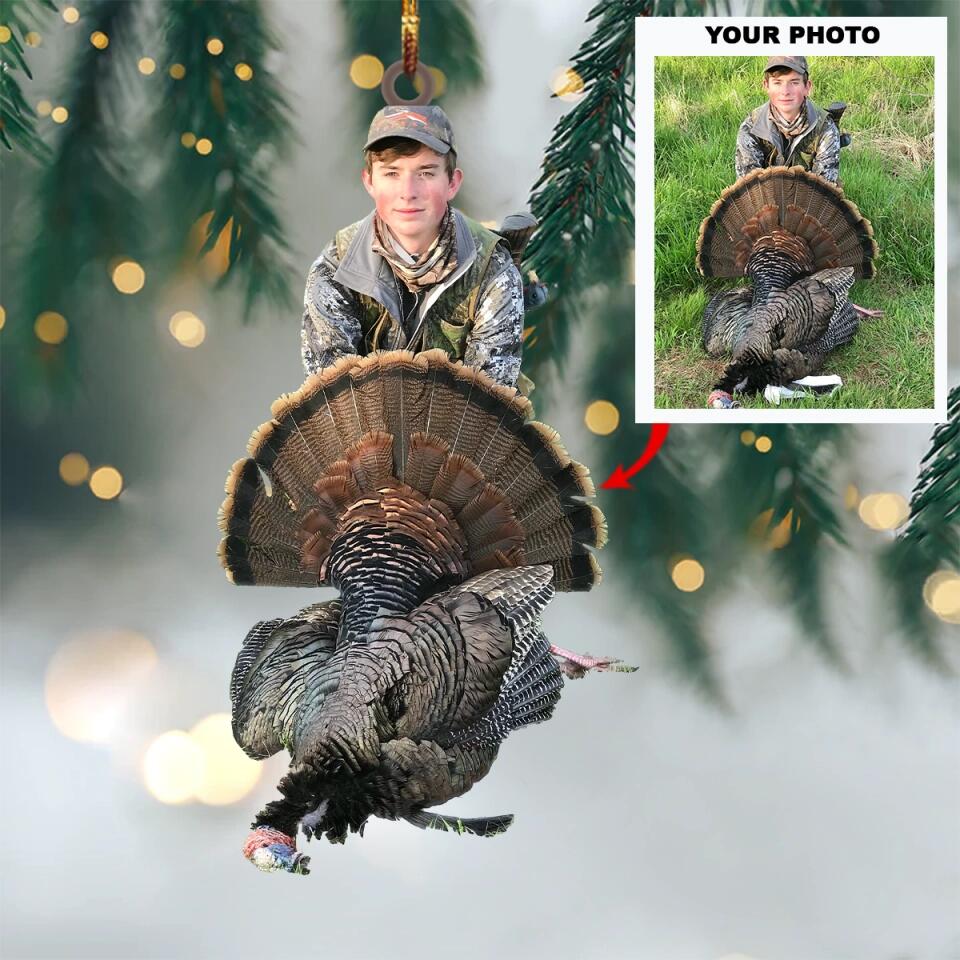 Personalized Photo Wildlife Hunting Turkey Ornament - Hunting Christmas Ornaments Gift For Hunter - Personalized Hunting Christmas Ornaments Gift For Hunting Lovers