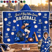 Personalized Just A Boy Who Loves Baseball Blanket Hoodie, Custom Name Baseball Gift For Boy Girl Na02 VH01 TL06