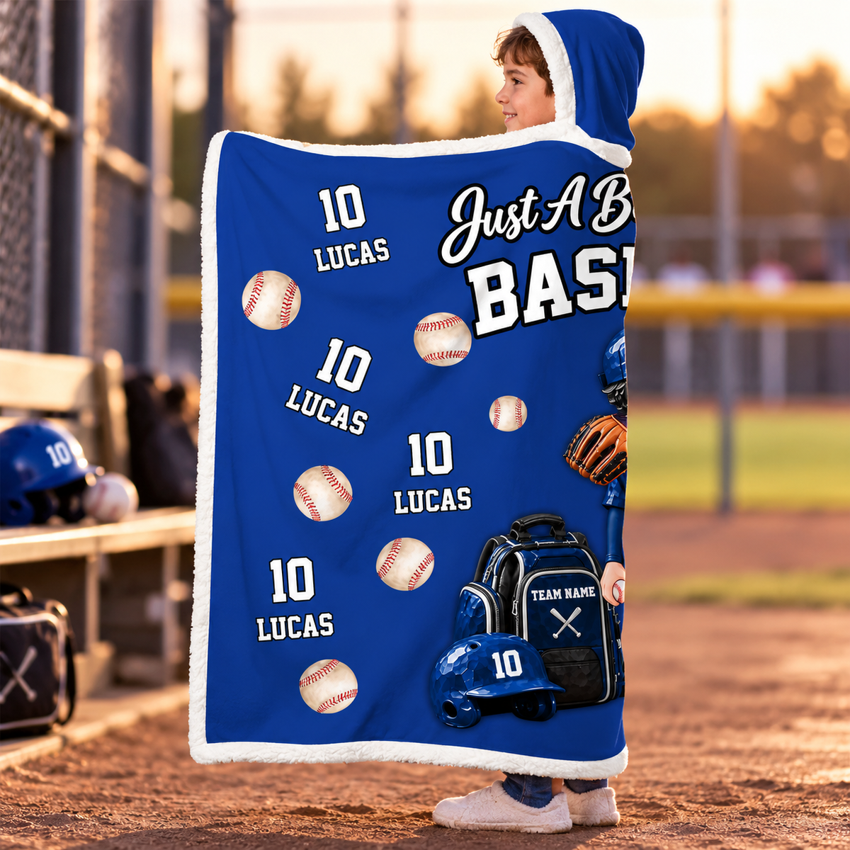 Personalized Just A Boy Who Loves Baseball Blanket Hoodie, Custom Name Baseball Gift For Boy Girl Na02 VH01 TL06