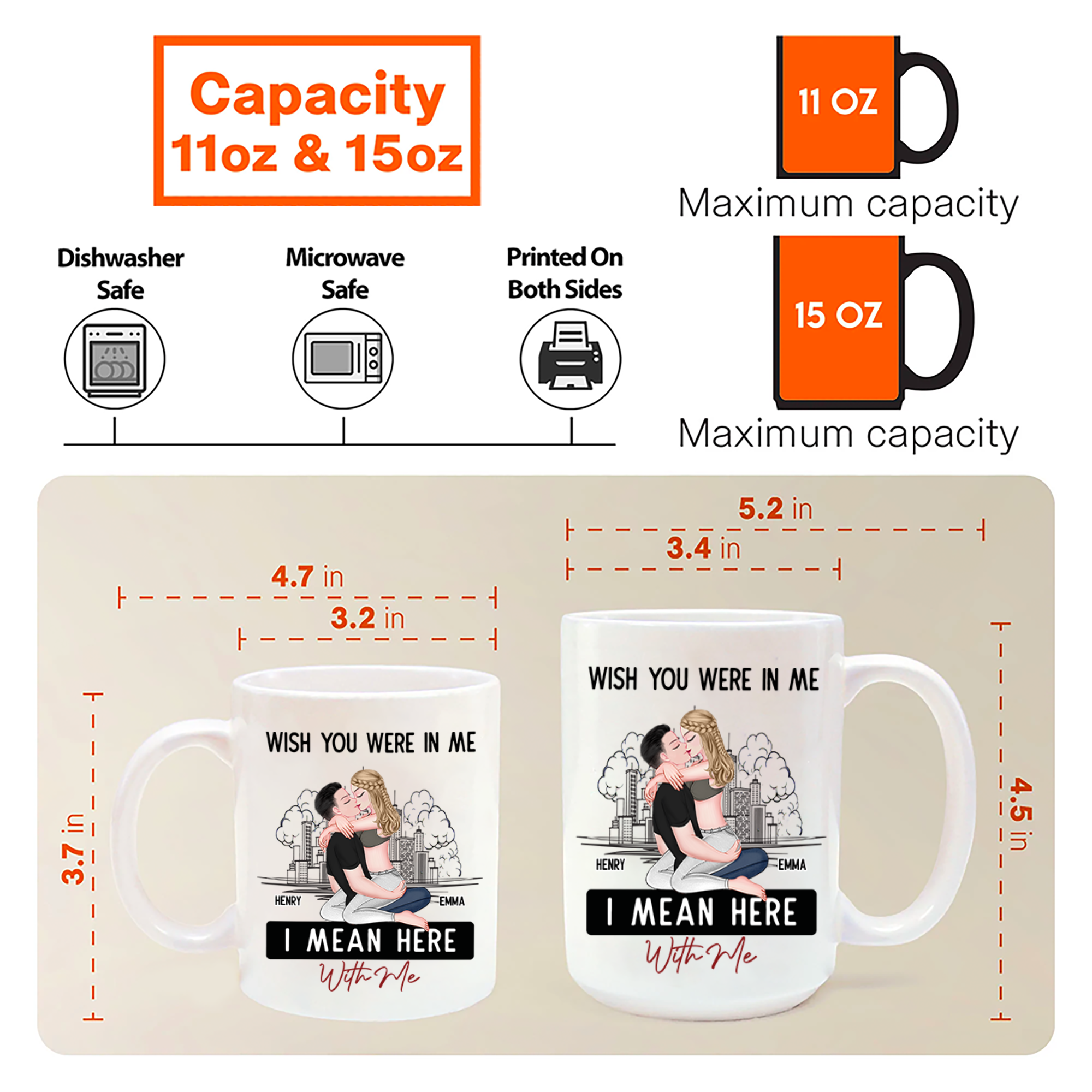 Wish You Were In Me I Mean Here With Me - Couple Personalized Custom Mug - Christmas Gift For Husband Wife, Anniversary, Long Distance Relationship Pa00