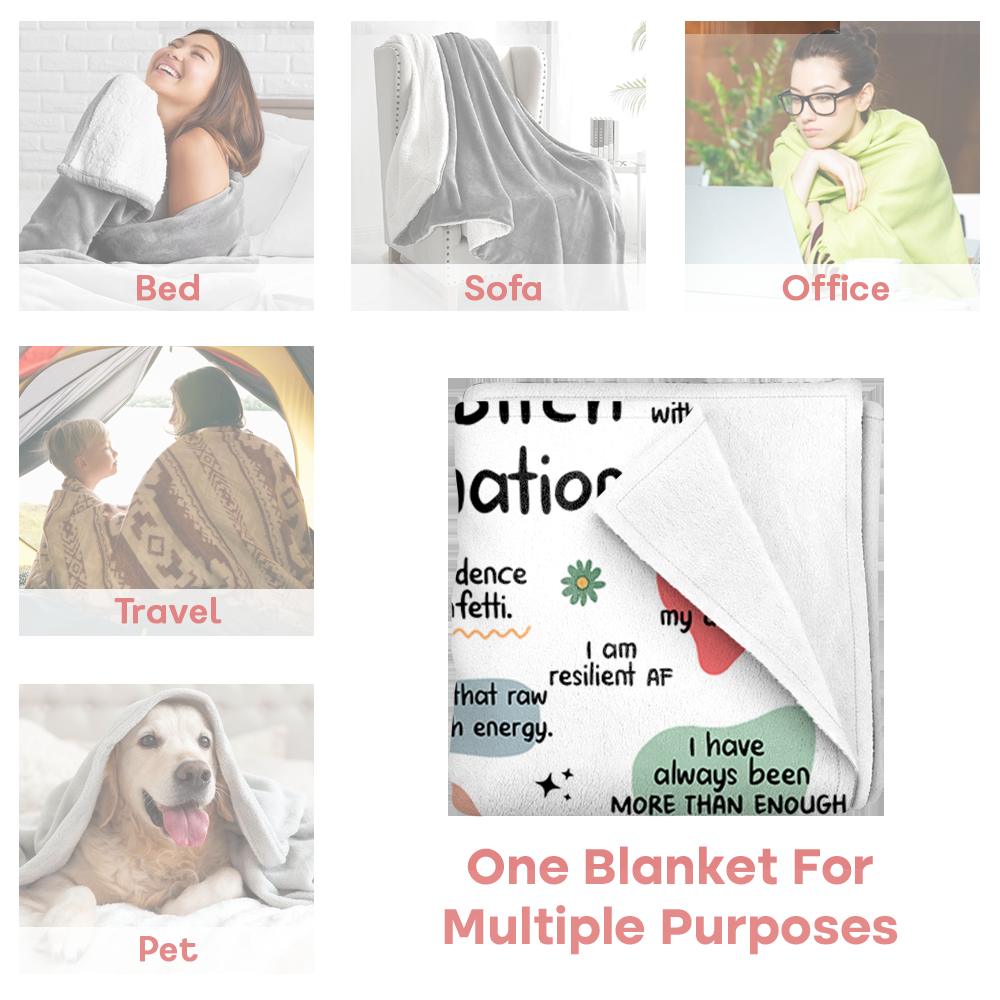 Funny Blanket - Bad B*Tch Affirmations - For Coworkers, Friends, Self Gift - Personalized Blanket Pa00