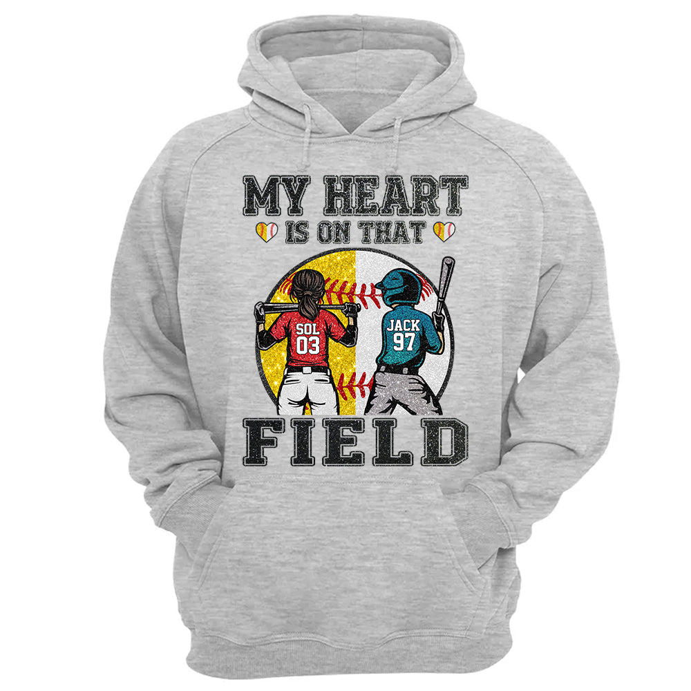 My Heart Is On That Field - Personalized Shirt For Baseball Softball Family NA04 T24