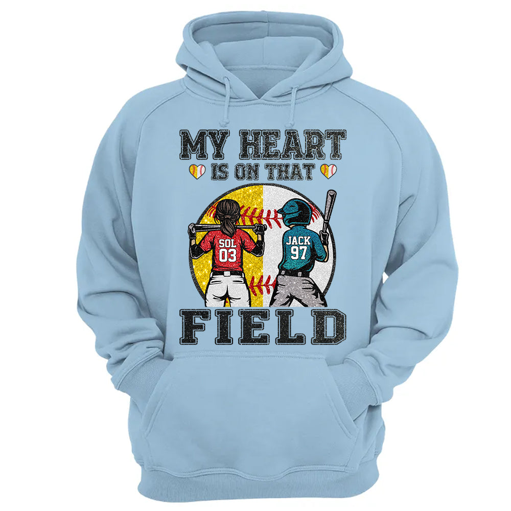 My Heart Is On That Field - Personalized Shirt For Baseball Softball Family NA04 T24