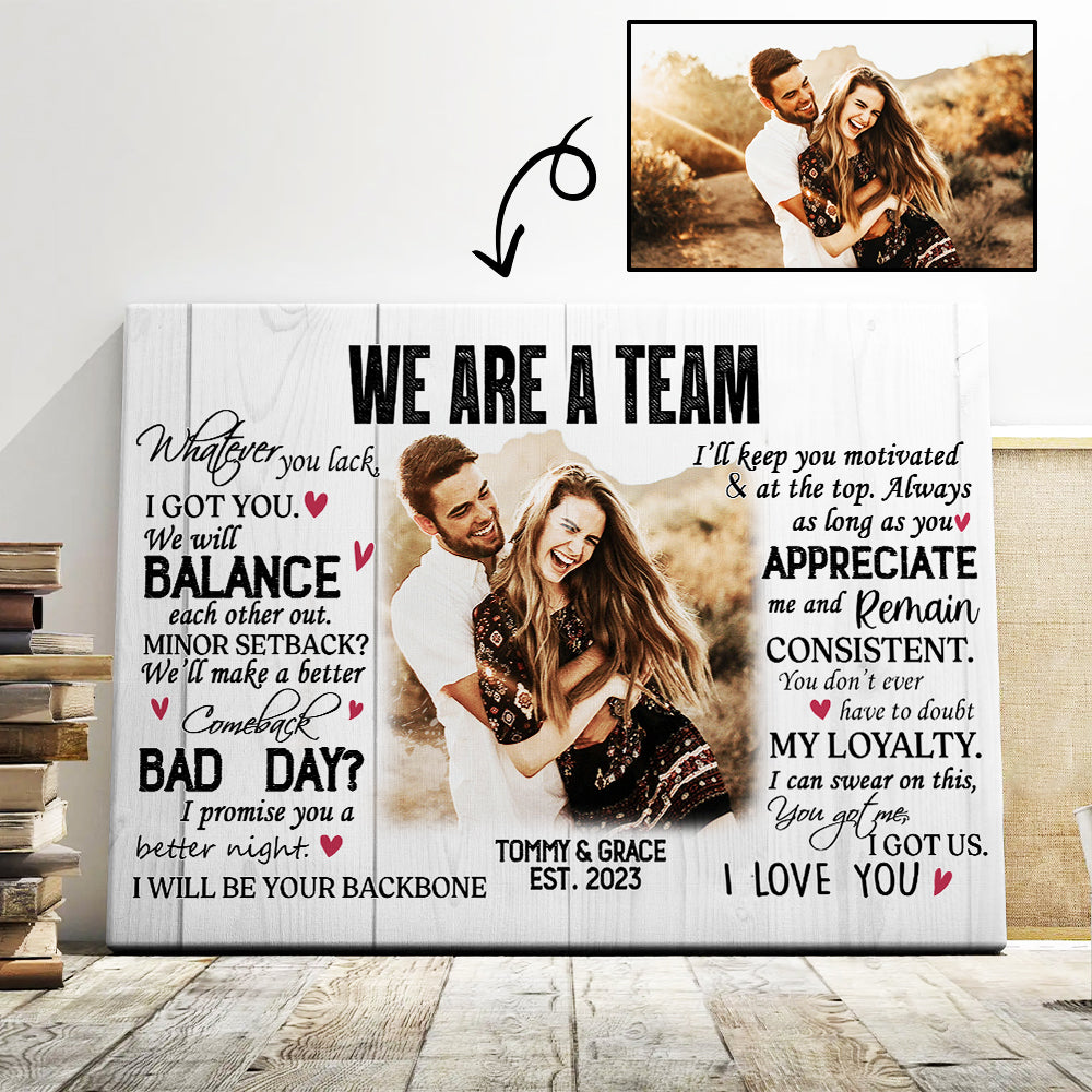 We Are A Team, Canvas Gift For Couples, Personalized Wall Art NA04 Tu20