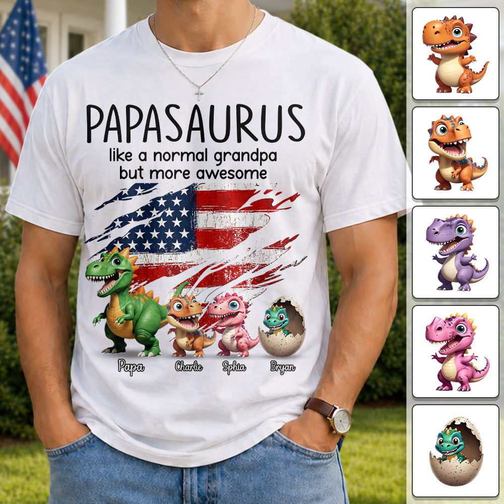 Custom Papasaurus And Kids  Dinosaurs Shirt, Father's Day Gift For Dad Grandpa L0411 Hv01