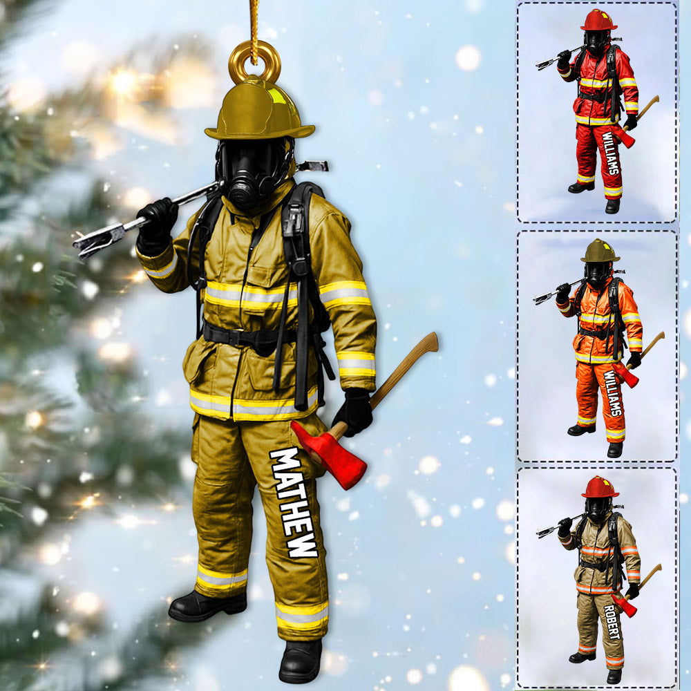 Custom Firefighter On Duty Personalized Ornament Gift For Firefighter Fireman New Li29