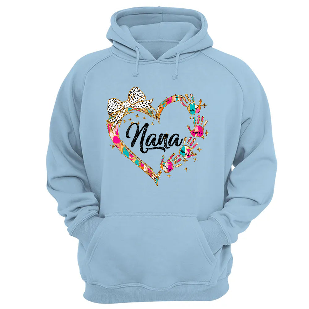 Grandma And Grandkids Coquette Christmas Personalized Shirts, Nickname And Names Can Be Changed