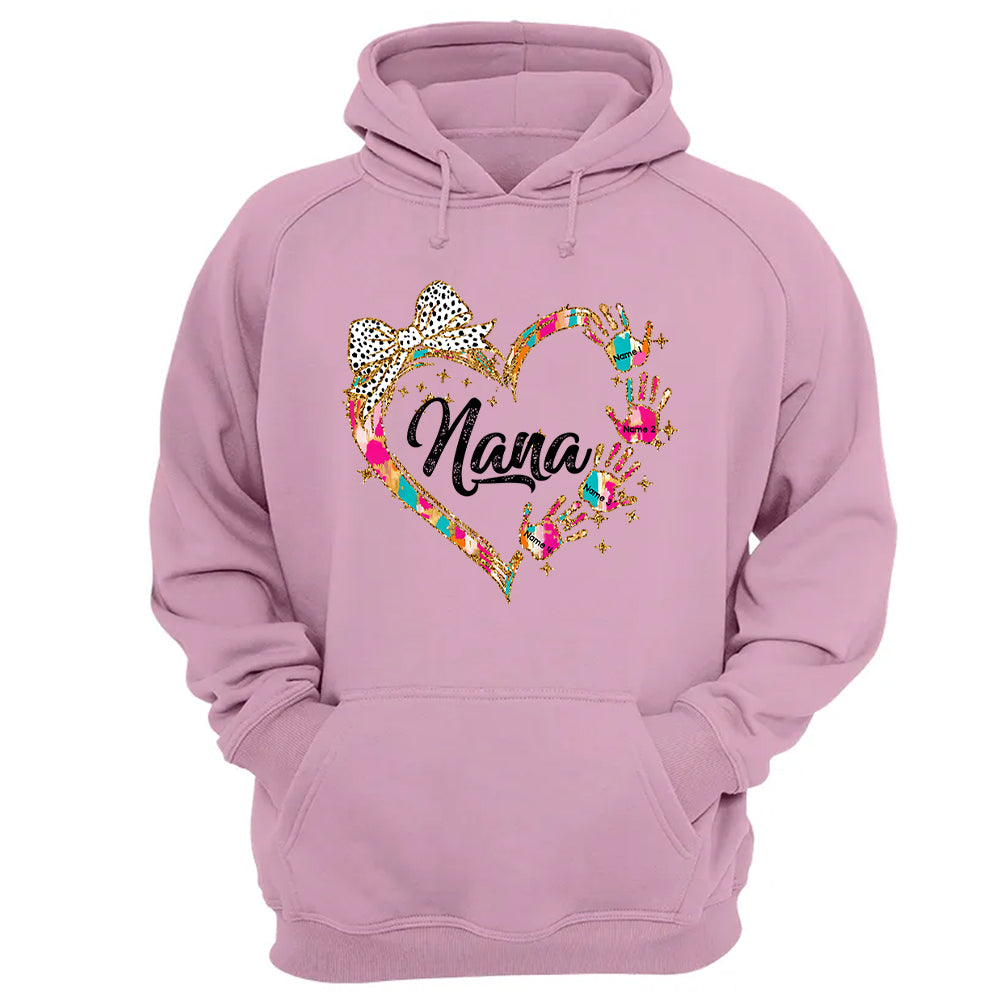 Grandma And Grandkids Coquette Christmas Personalized Shirts, Nickname And Names Can Be Changed