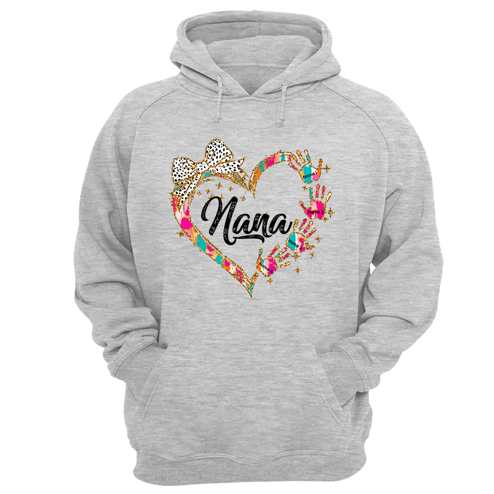 Grandma And Grandkids Coquette Christmas Personalized Shirts, Nickname And Names Can Be Changed
