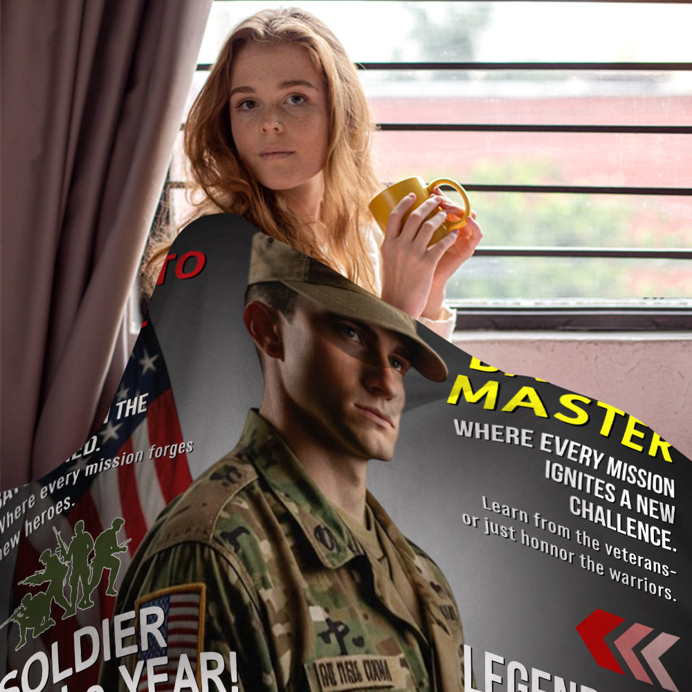 Personalized Army Gifts Soldier Custom Magazine Cover Blanket, Army Retirement Gift for Navy Marine Air Force