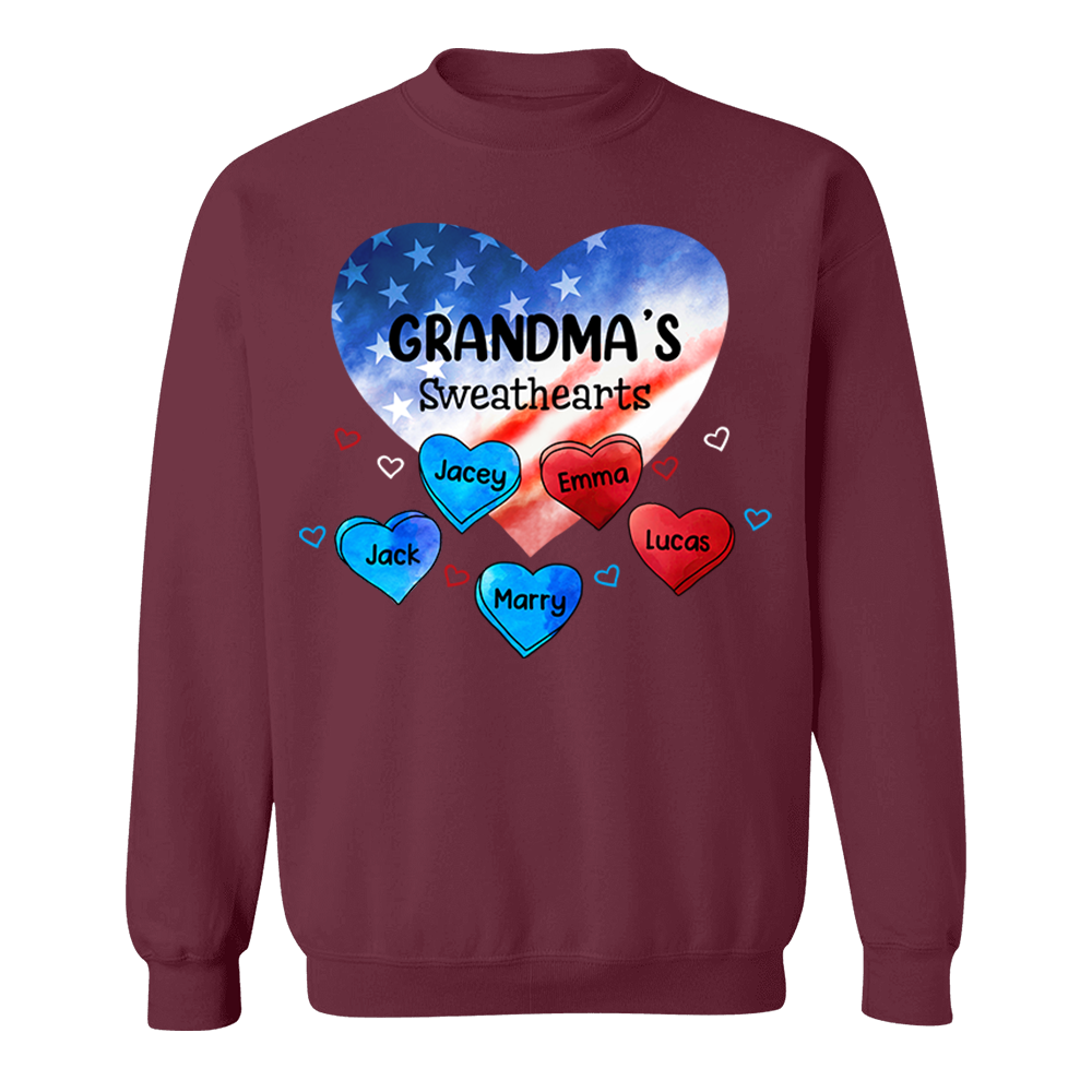 Custom Mom Grandma Sweat Heart 4th of July Shirt