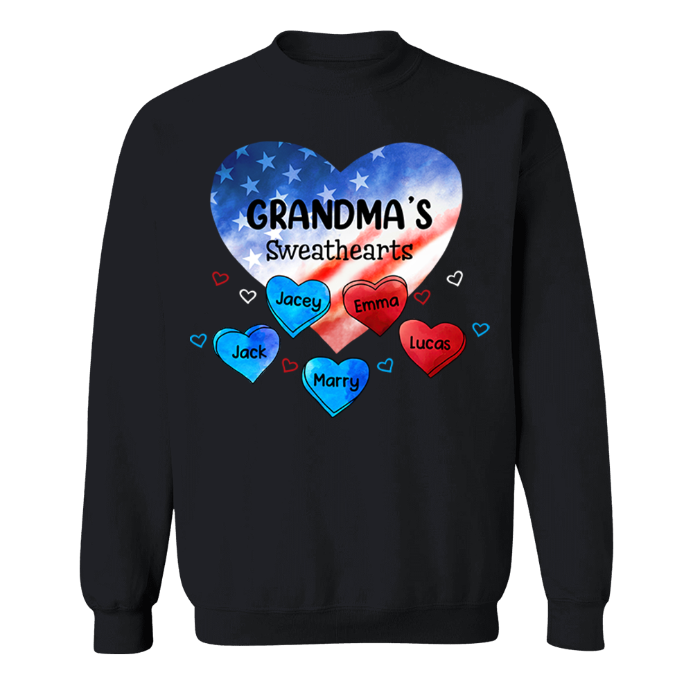 Custom Mom Grandma Sweat Heart 4th of July Shirt
