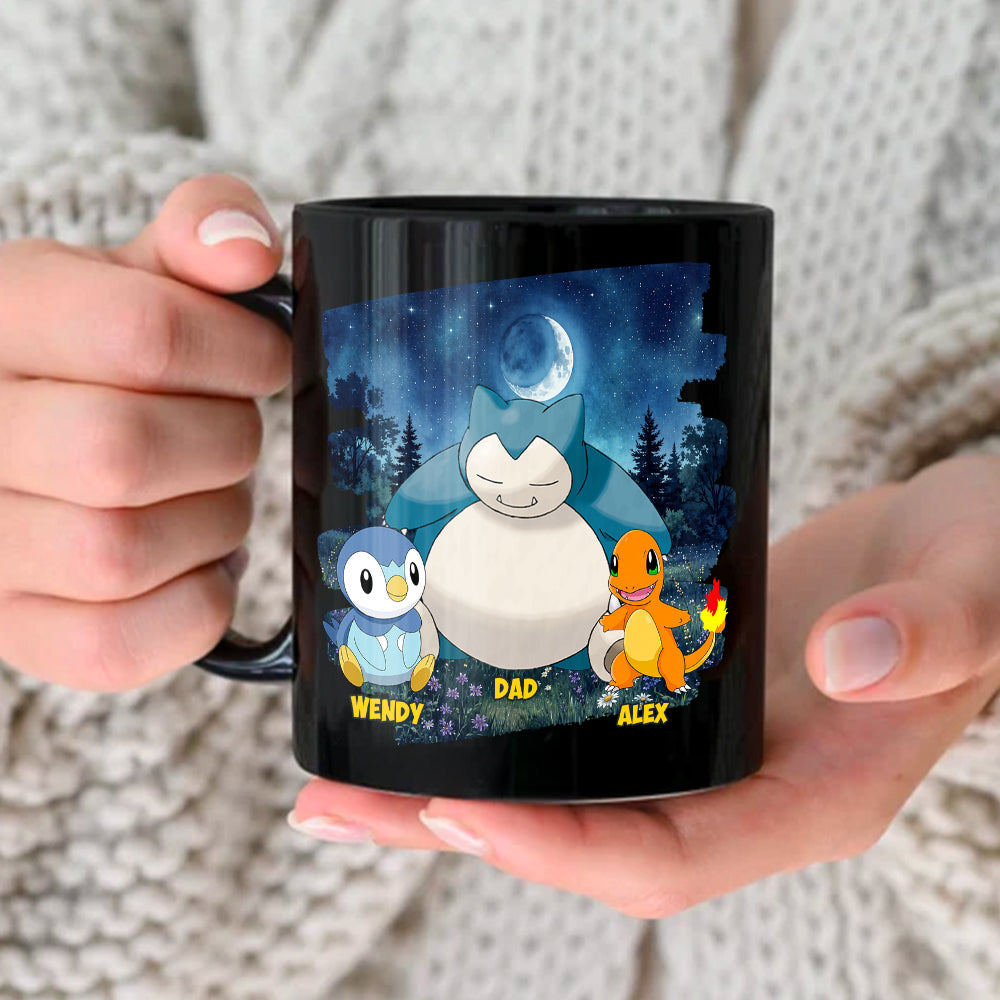Best Dad Ever Pokemon Mug, Personalized Dad with Kid Names Cup, Father’s Day Stoneware Mug, Gift For Dad Husband MI209 Hv01