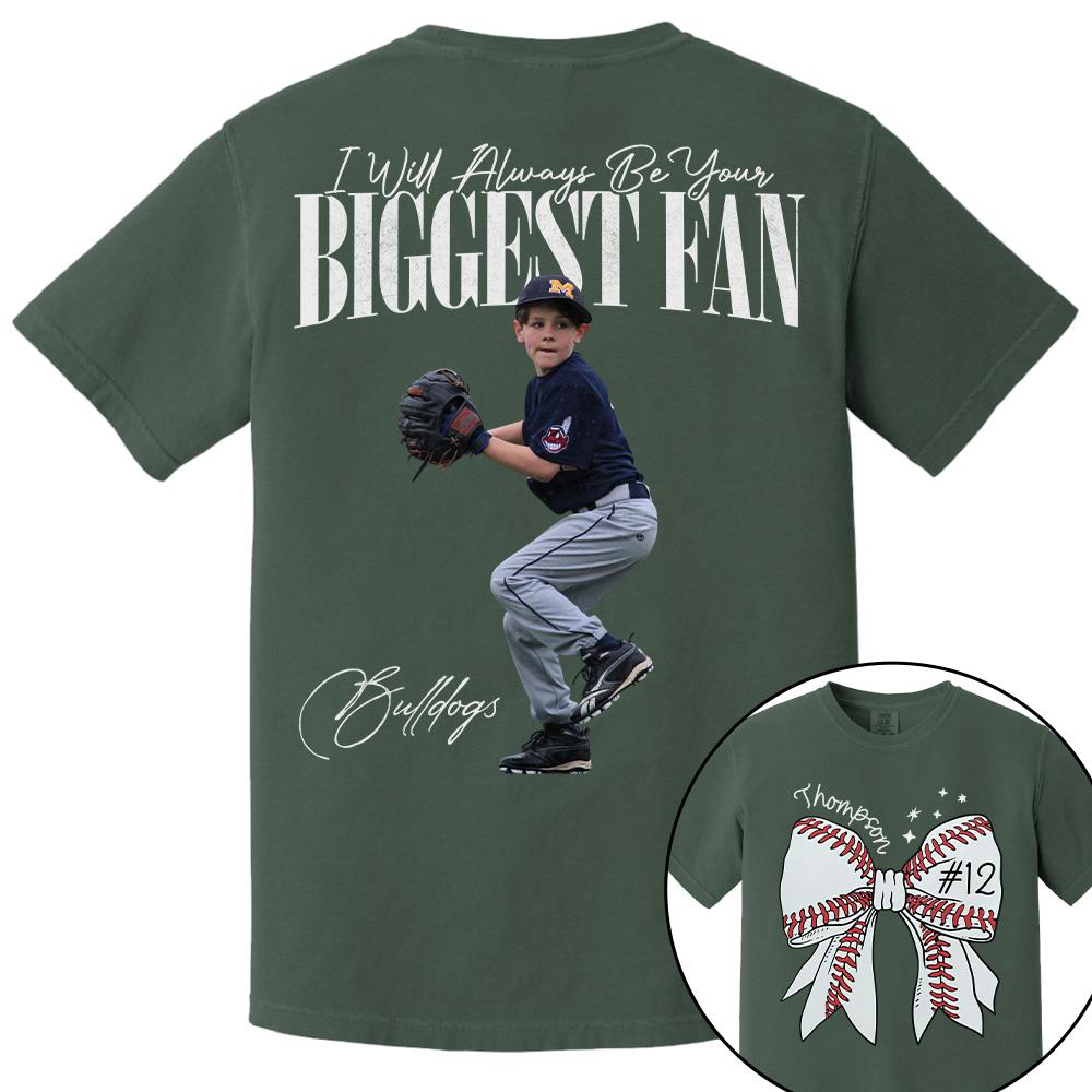 Custom Photo Baseball Shirt, Personalized Baseball Bow with Name and Jersey Number, Gift For Baseball Family, Basball Lovers A2110 Hv01
