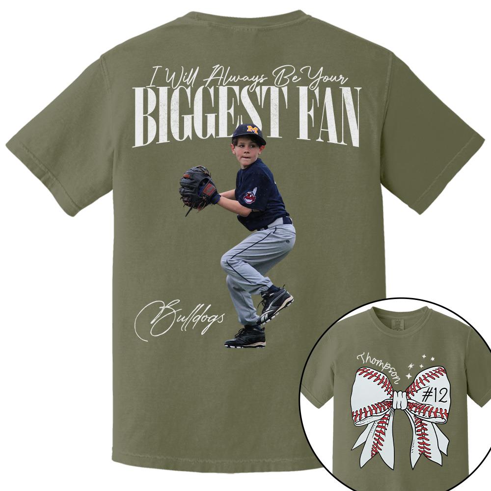 Custom Photo Baseball Shirt, Personalized Baseball Bow with Name and Jersey Number, Gift For Baseball Family, Basball Lovers A2110 Hv01