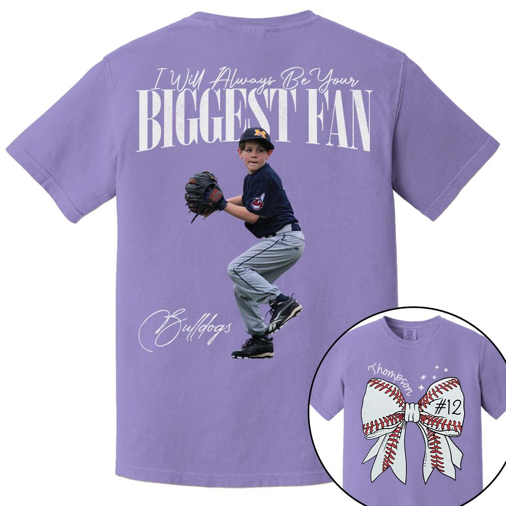 Custom Photo Baseball Shirt, Personalized Baseball Bow with Name and Jersey Number, Gift For Baseball Family, Basball Lovers A2110 Hv01
