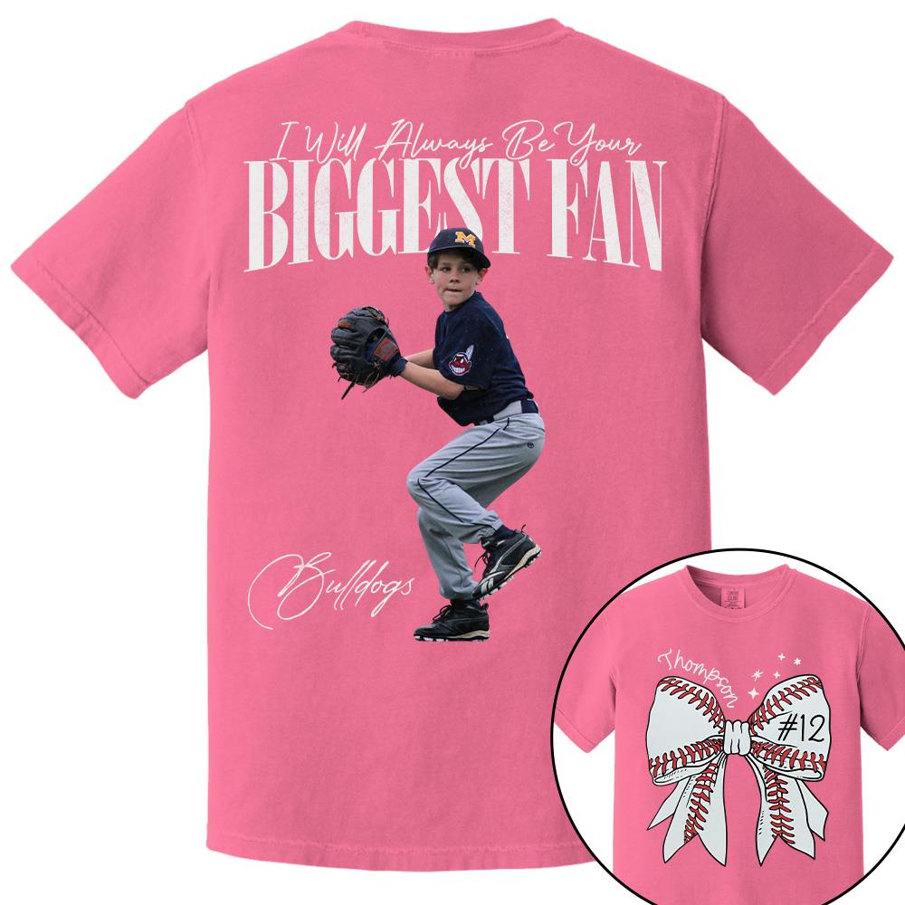 Custom Photo Baseball Shirt, Personalized Baseball Bow with Name and Jersey Number, Gift For Baseball Family, Basball Lovers A2110 Hv01