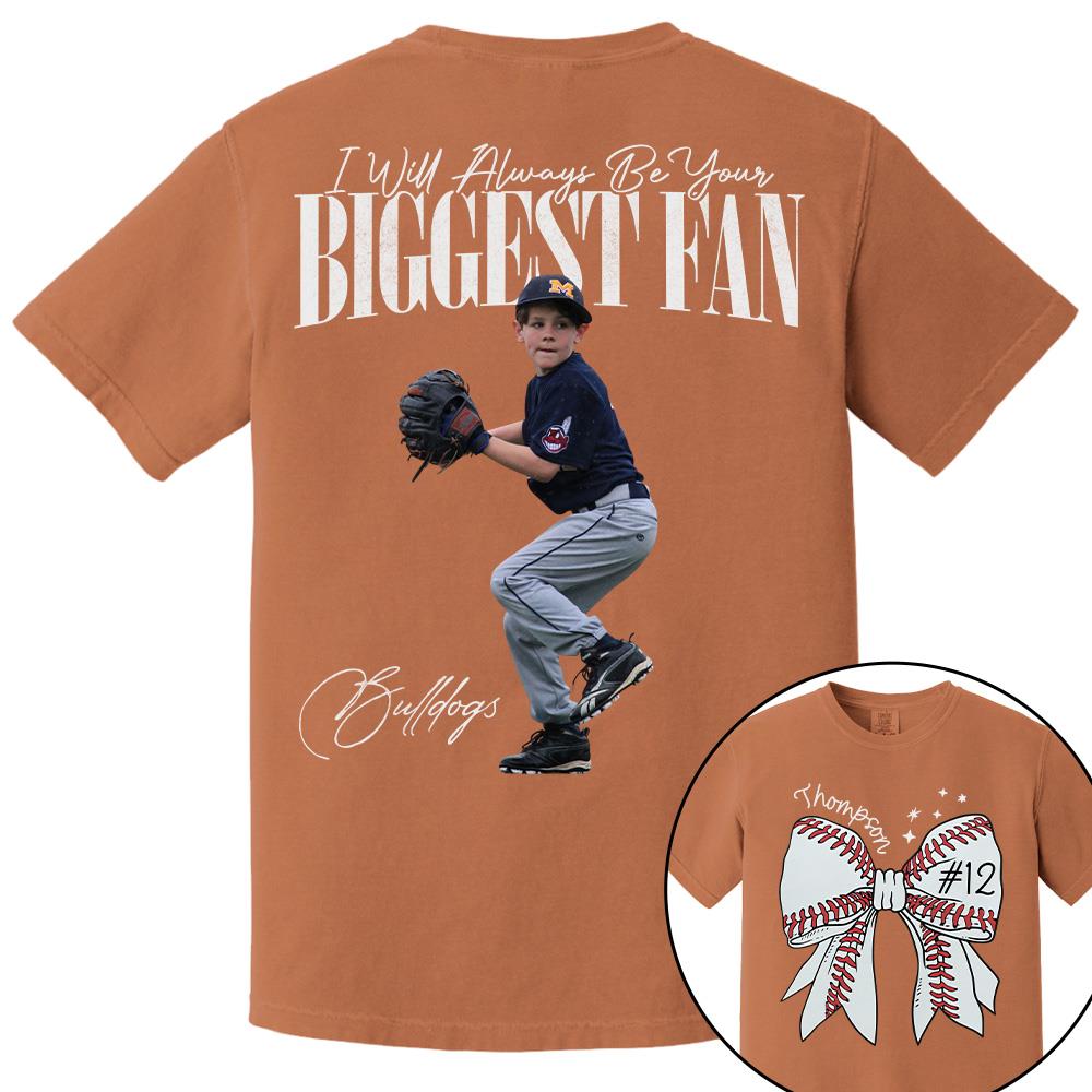 Custom Photo Baseball Shirt, Personalized Baseball Bow with Name and Jersey Number, Gift For Baseball Family, Basball Lovers A2110 Hv01