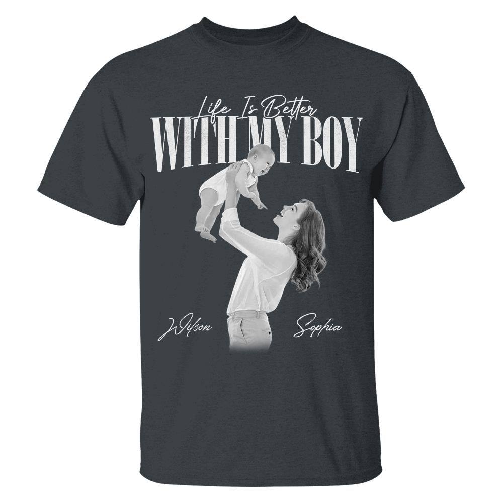 Life Is Better With My Boys - Washed Tee Retro Bootleg Shirt For Boy Mom Na02