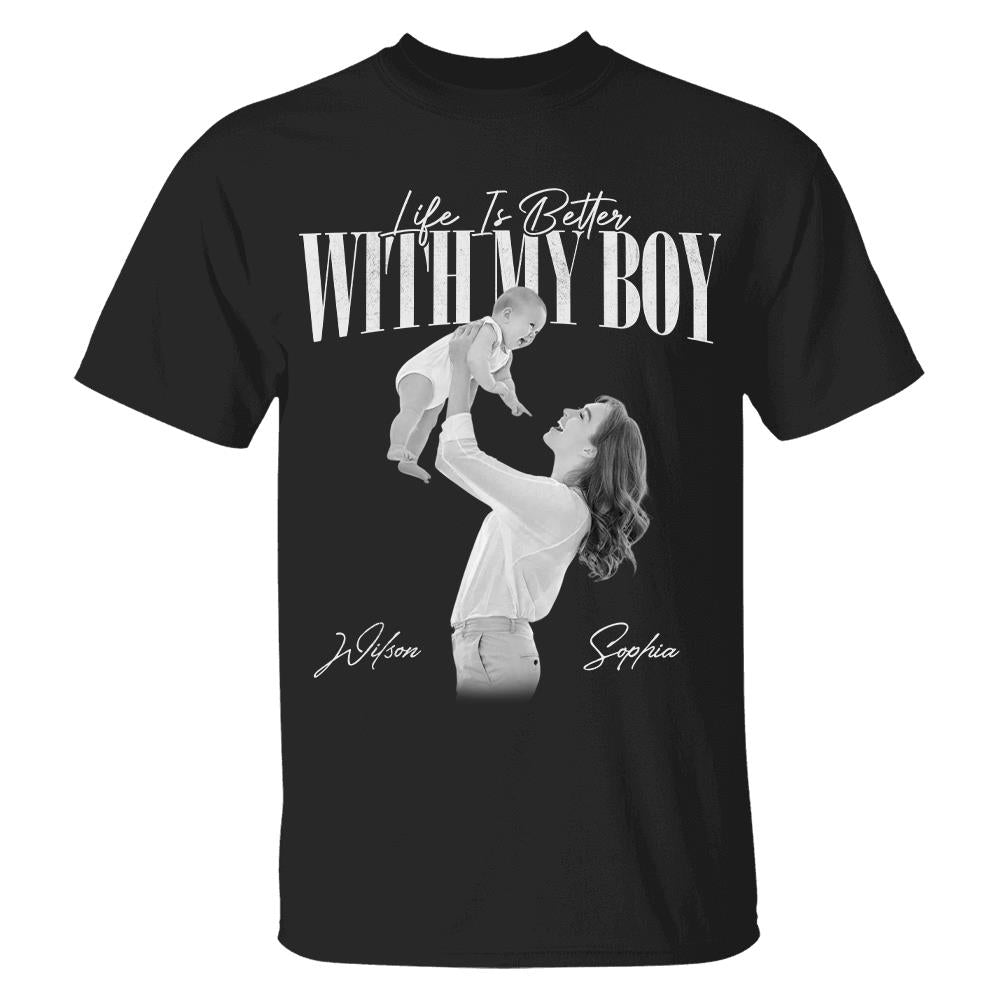 Life Is Better With My Boys - Washed Tee Retro Bootleg Shirt For Boy Mom Na02