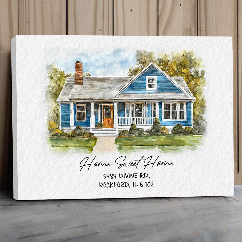 Watercolor House Portrait | Personalized House Artwork. Custom Thoughtful Housewarming Gift, Unique Poster Wall Art vr5