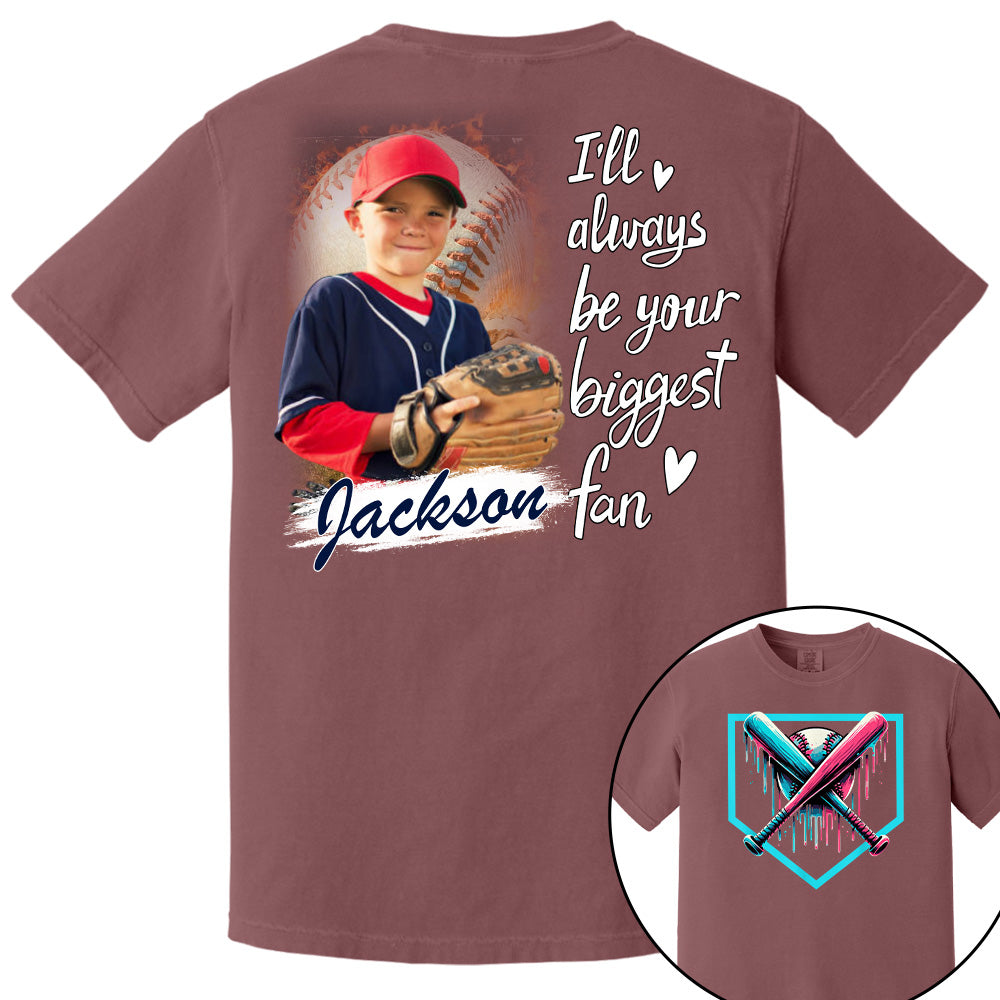 I Will Always Be Your Biggest Fan - Personalized Baseball Ice Cream Drip Shirt Gift For Baseball Lovers Custom Photo Baseball Players Pt99