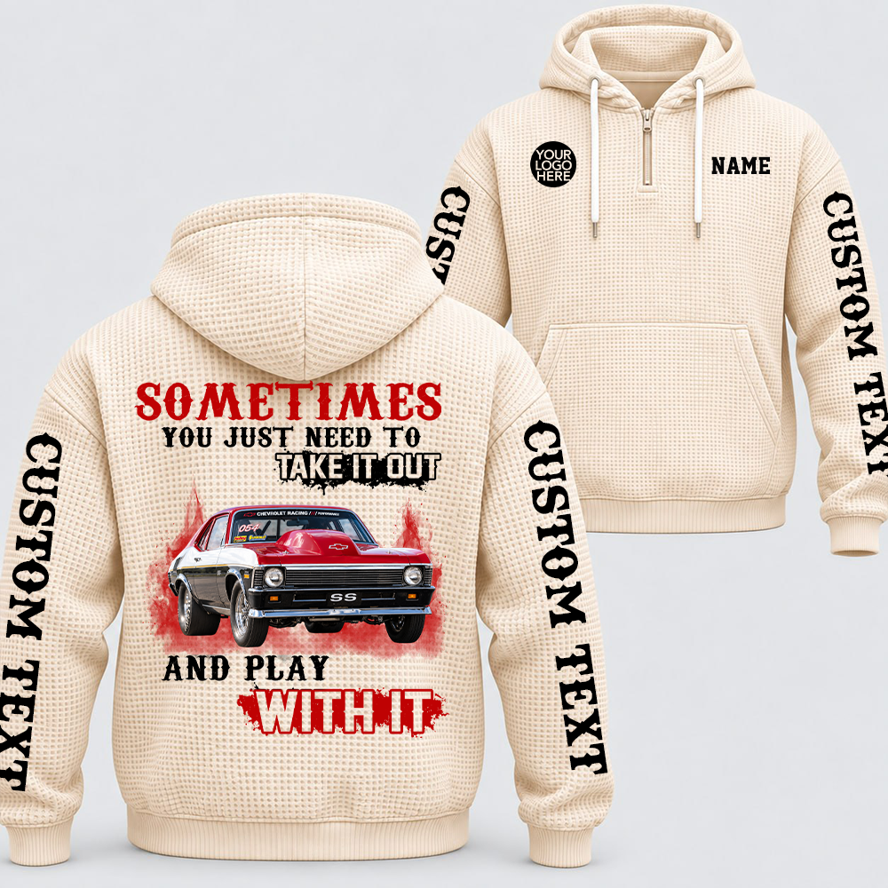 Take It Out & Play - Personalized Classic Car Photo Quarter Zip Hoodie - Gift For Car Lovers A2110 T24