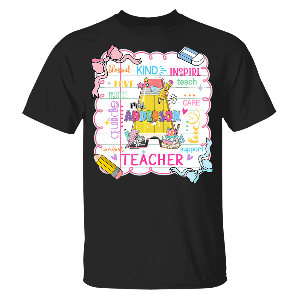 Personalized Teacher Name, Teach Love Inspire, Back To School Shirt, First Day School Shirt, Gift for Teacher A2110 Pt99