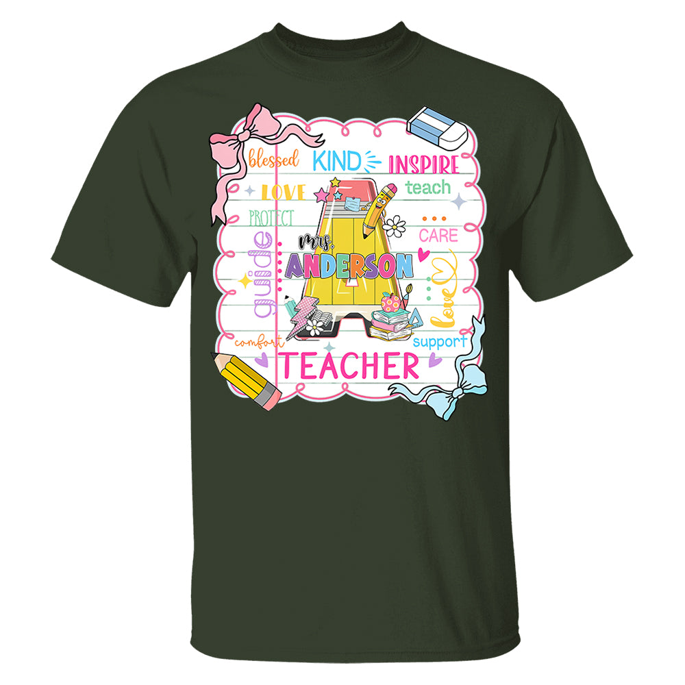 Personalized Teacher Name, Teach Love Inspire, Back To School Shirt, First Day School Shirt, Gift for Teacher A2110 Pt99