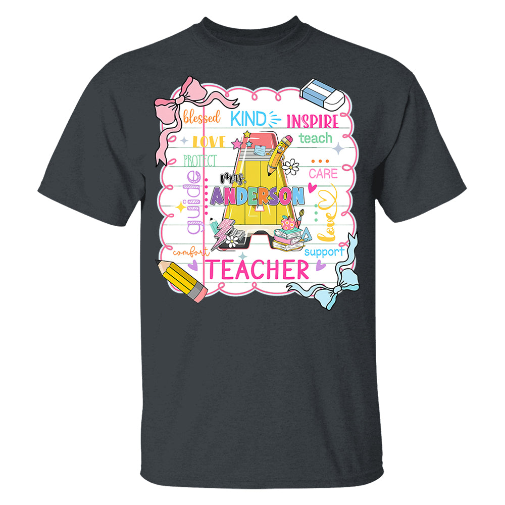 Personalized Teacher Name, Teach Love Inspire, Back To School Shirt, First Day School Shirt, Gift for Teacher A2110 Pt99