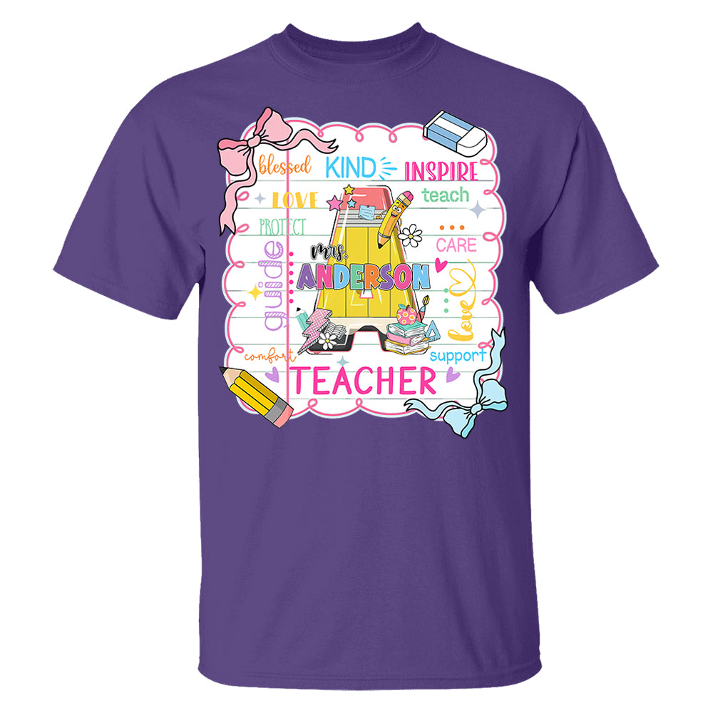 Personalized Teacher Name, Teach Love Inspire, Back To School Shirt, First Day School Shirt, Gift for Teacher A2110 Pt99