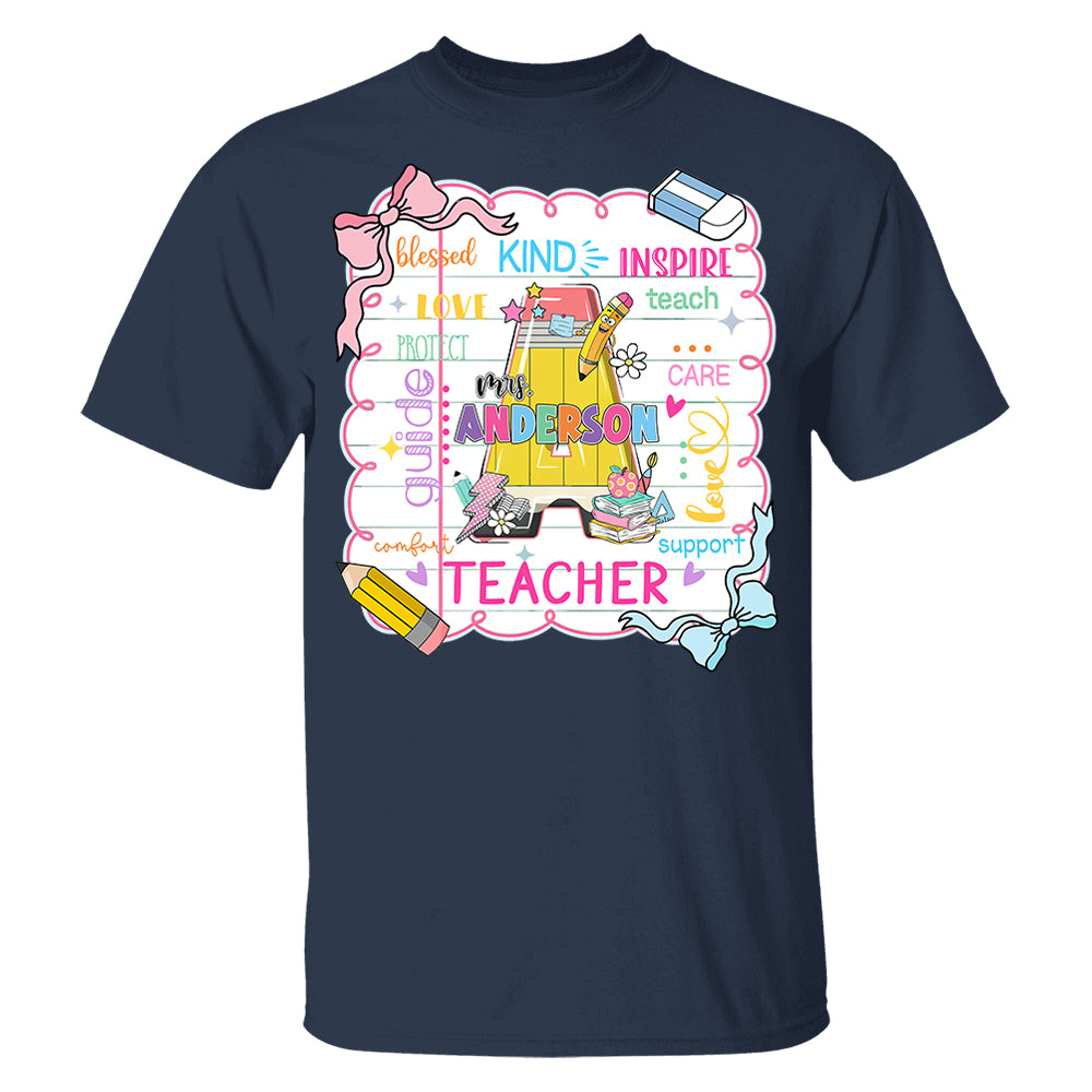 Personalized Teacher Name, Teach Love Inspire, Back To School Shirt, First Day School Shirt, Gift for Teacher A2110 Pt99