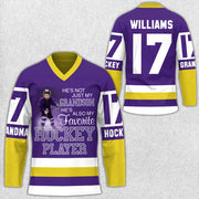 He's Not Just My Grandson, He's My Favorite Hockey Player Hockey Jersey Shirt Gift For Grandma Mom Hockey Family H2511 Trna