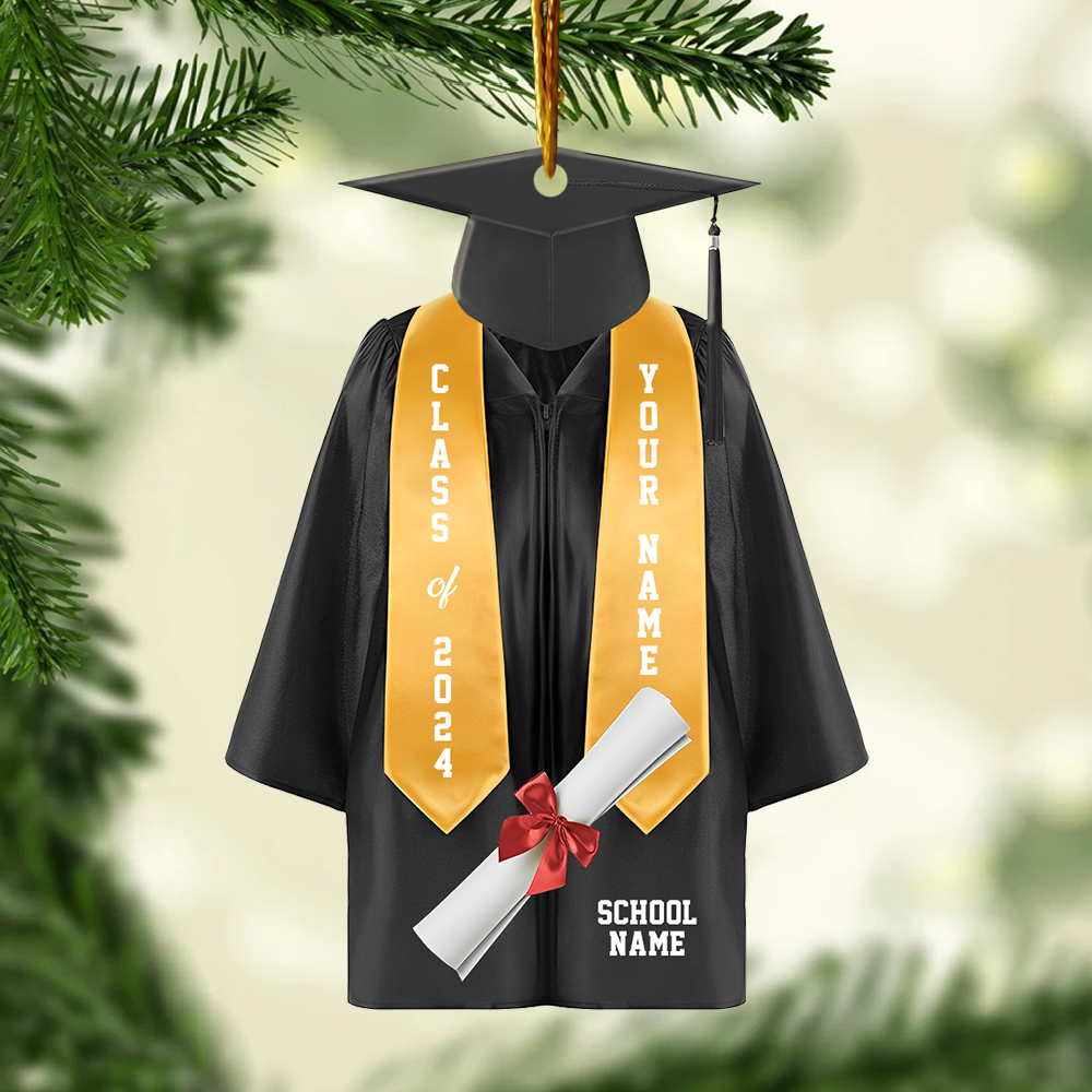 Personalized Graduation Ornament Custom Name Color Graduation Gown Class Of 2024 Graduation Gifts Graduation Christmas Ornament InterestPod