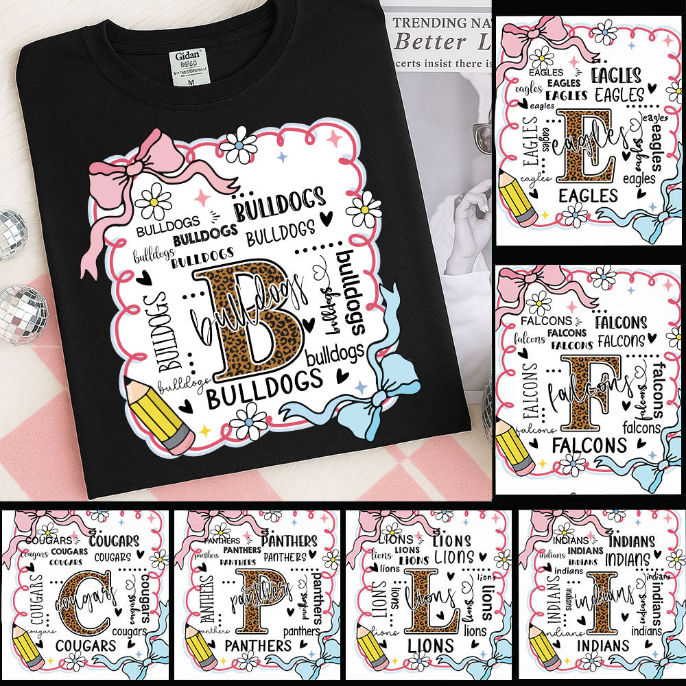 Personalized School Mascot Custom Name Teacher Shirts, Custom Preppy Teacher First Day of School Shirt Gift For Teacher Nh00