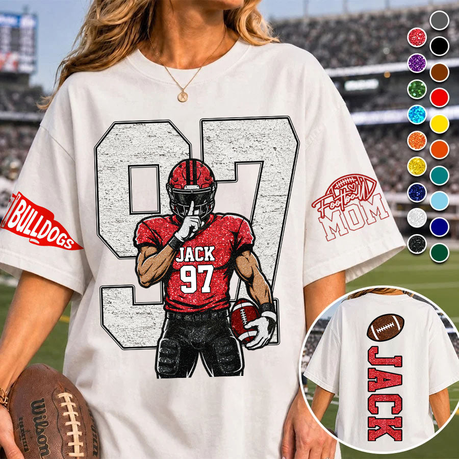 Custom Spirit Shirt, Personalized Team Tee, Custom Initial Shirt with Number & Sleeve Print, Game Day Shirt Nh00
