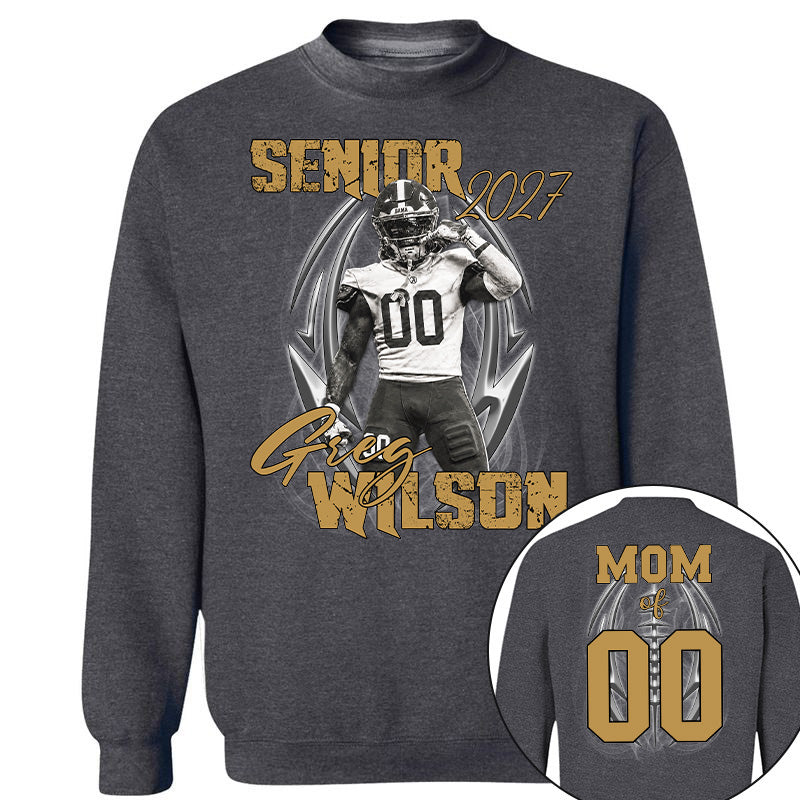 Personalized Senior Football Mom , Custom Photo Football  Shirt, Gift For Football Mom, Dad, Football Family A2110 Pt99