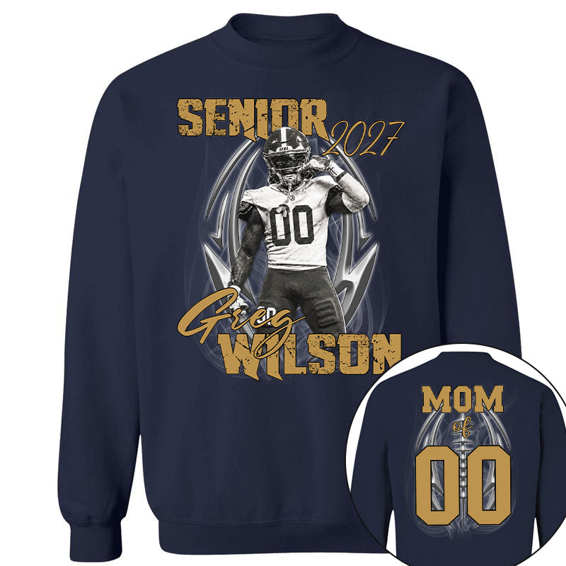 Personalized Senior Football Mom , Custom Photo Football  Shirt, Gift For Football Mom, Dad, Football Family A2110 Pt99