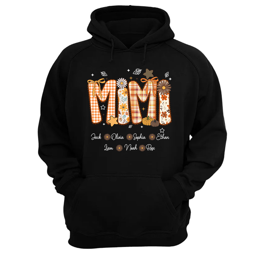 Custom Gigi Nickname Preppy Floral Fall with Baby Name Shirt For Grandma Nh00
