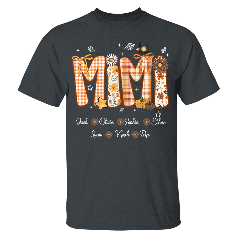 Custom Gigi Nickname Preppy Floral Fall with Baby Name Shirt For Grandma Nh00