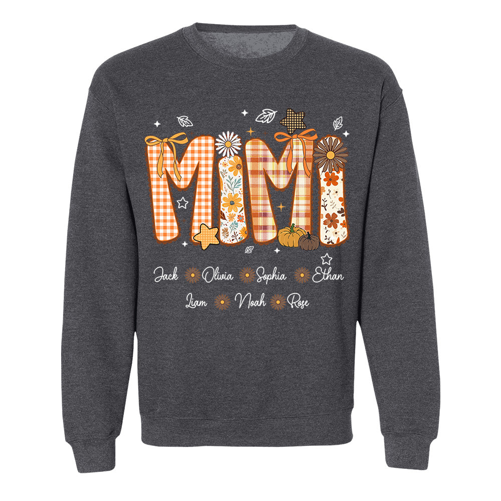 Custom Gigi Nickname Preppy Floral Fall with Baby Name Shirt For Grandma Nh00