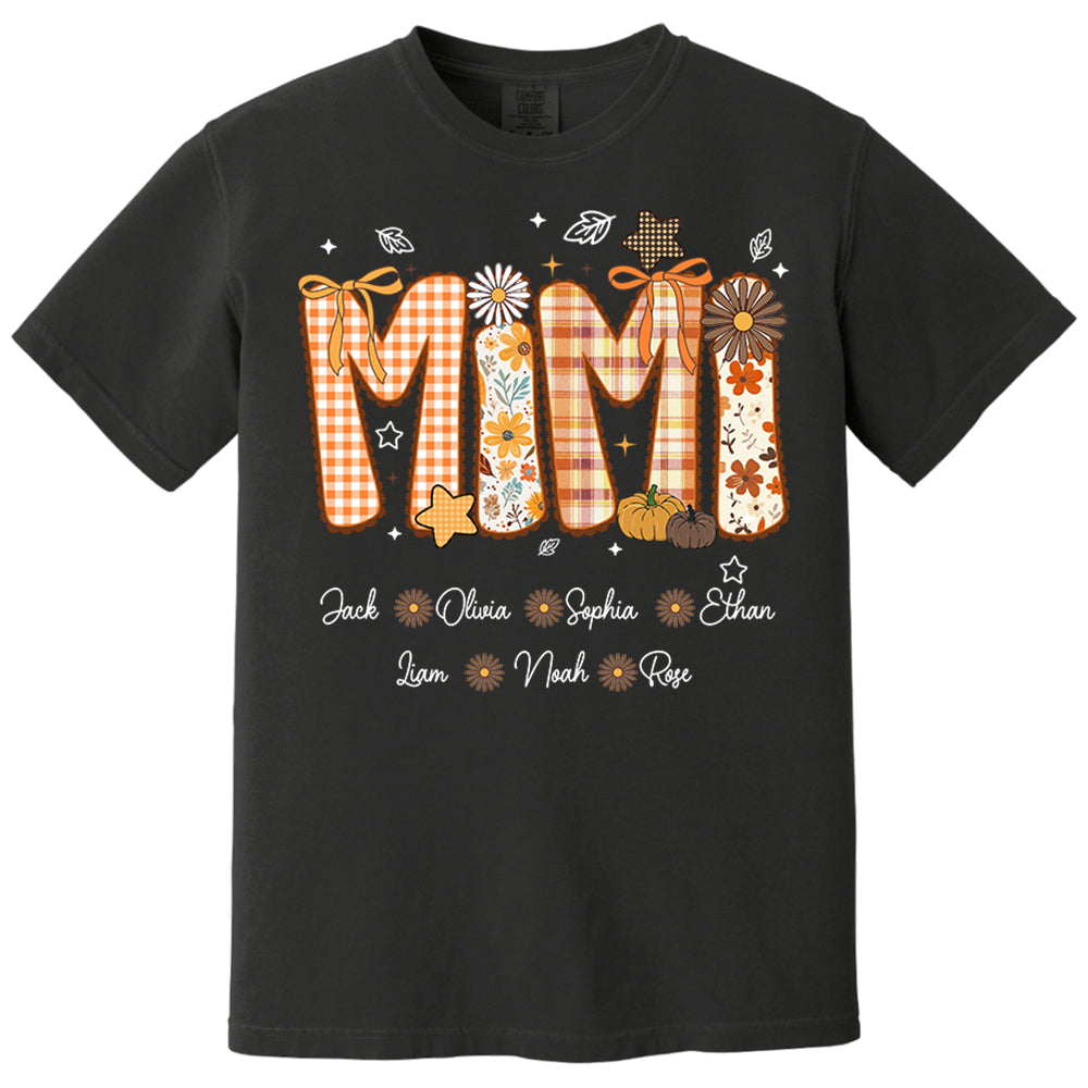 Custom Gigi Nickname Preppy Floral Fall with Baby Name Shirt For Grandma Nh00