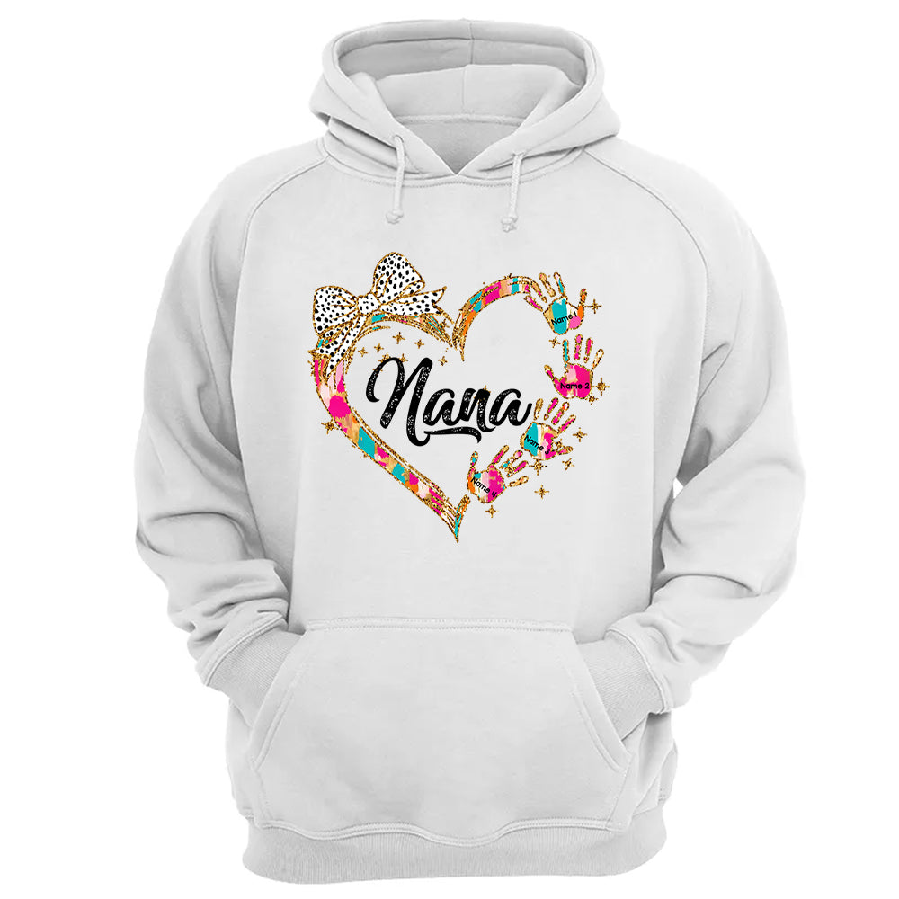 Grandma And Grandkids Coquette Christmas Personalized Shirts, Nickname And Names Can Be Changed