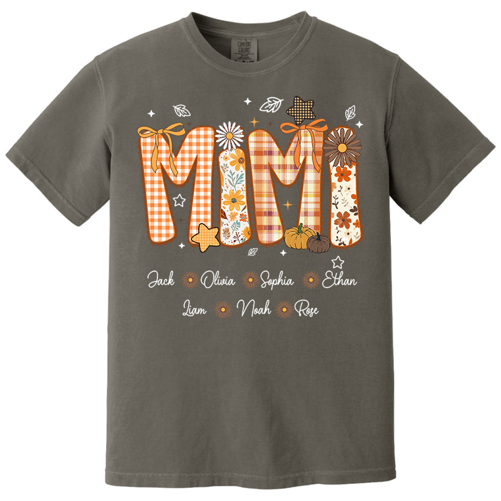 Custom Gigi Nickname Preppy Floral Fall with Baby Name Shirt For Grandma Nh00