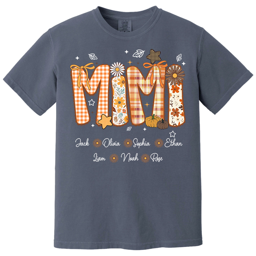 Custom Gigi Nickname Preppy Floral Fall with Baby Name Shirt For Grandma Nh00
