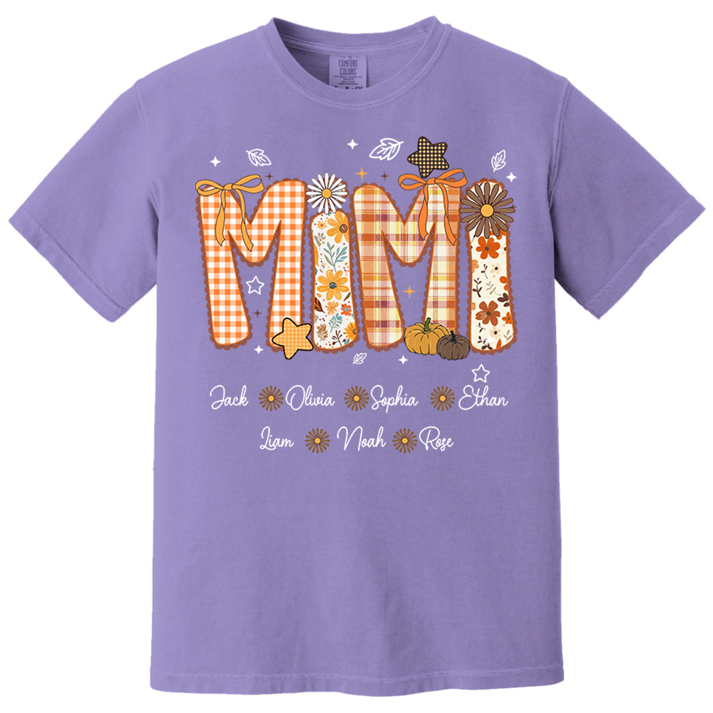 Custom Gigi Nickname Preppy Floral Fall with Baby Name Shirt For Grandma Nh00