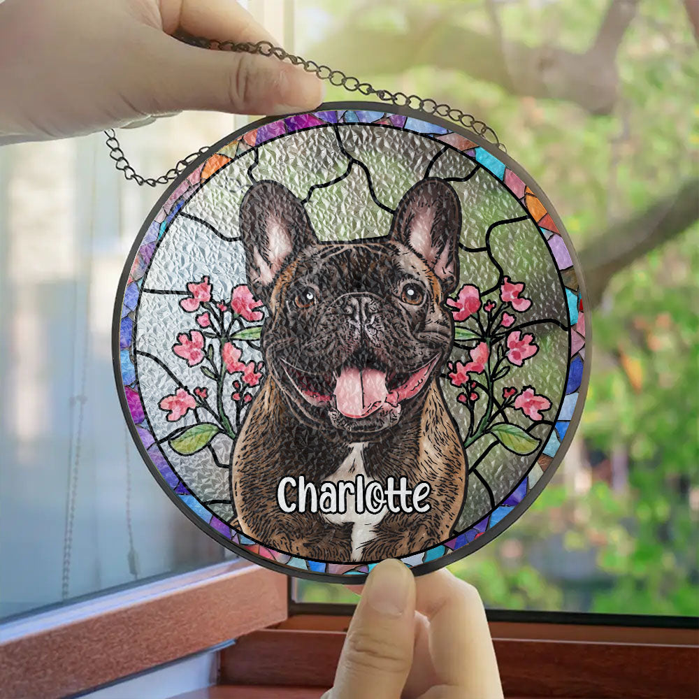 Custom pet portrait on sale Stained Glass sun catcher