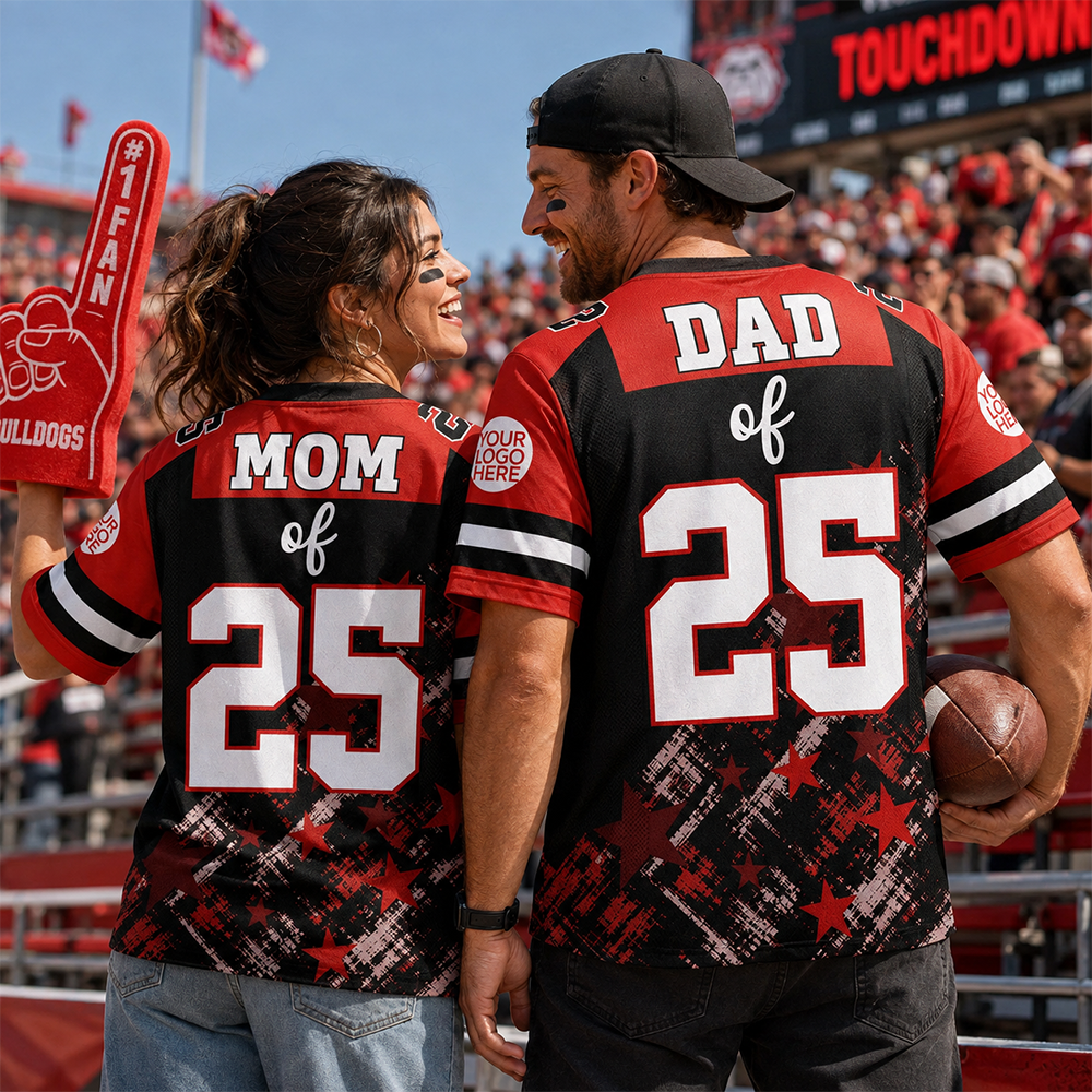 Custom Photo Star Gradient Football Jersey Gift For Sport Family  L0411 Hv01